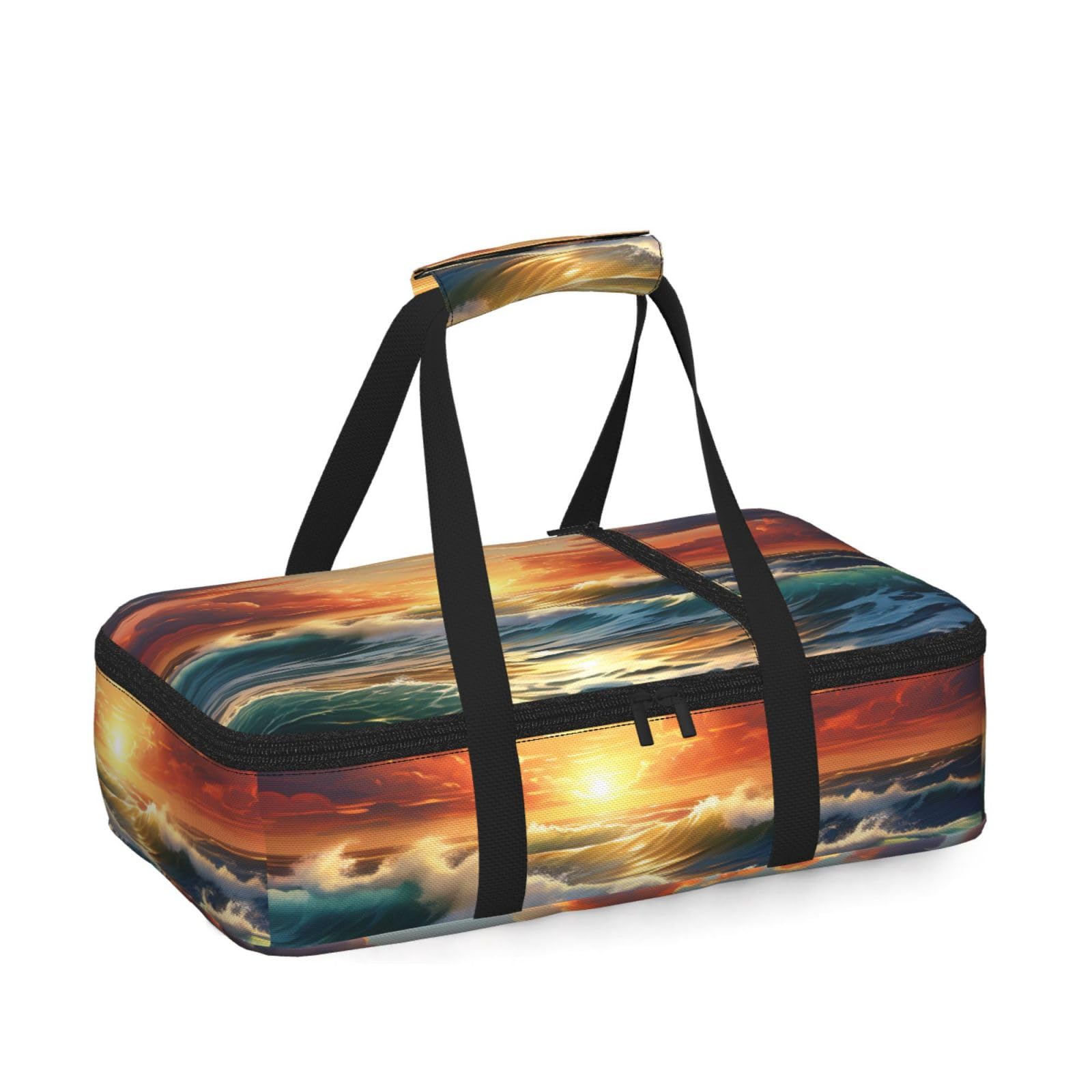 Ocean Sunset Scenery Print Insulated Thermal Food Storage Bag Daily Reusable Picnic Tote Lunch Box Home