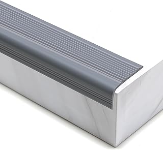 Vinyl Anti-Slip Stair Nosing, Self Adhesive Non-Slip Staircase Step, Flexible Rubber Treads Edge Protector Molding Trim for Outdoor & Indoor Uses (32.8ft, Gray)