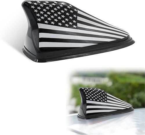 1 antena de ala trasera para techo automático, 6.37 x 3.11 x 2.75 pulgadas, antena de radio de señal de arco liso, ABS con bandera estadounidense,