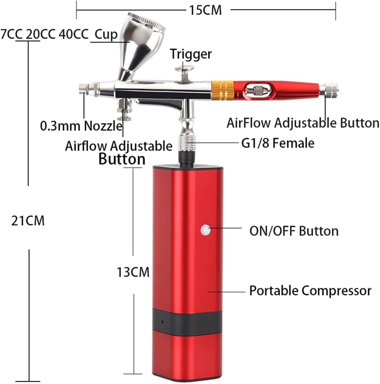 スプレーガン ミニエアブラシキットデュアルアクションスプレー