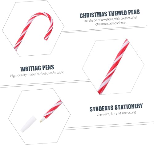 Miniatura 6 de 6 bolígrafos de bastón de Navidad, tinta azul, muletas de tinta negra, para bastón de caramelo, bolígrafos de Navidad, bolígrafos novedosos