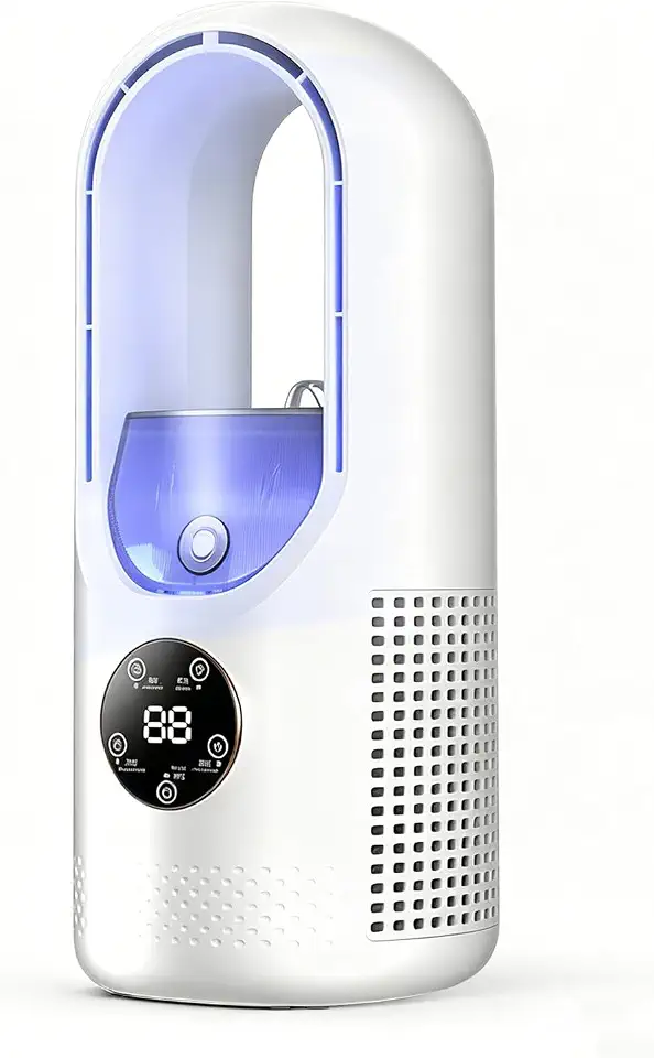 Ar condicionado portátil, mini ar-condicionado USB e ventilador de mesa pessoal com 3 modos de resfriamento, 6 níveis de umidade e velocidades, ar condicionado recarregável para quarto, escritório