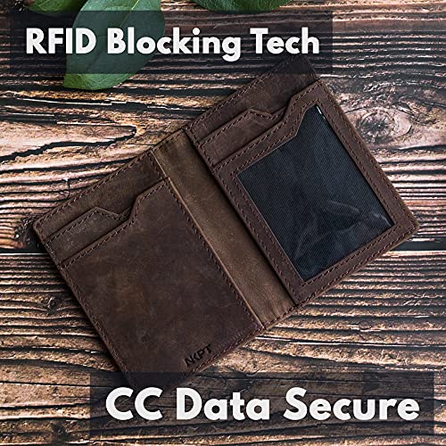 Premium Leather Credit Card Holder ID Wallet for Men | Slim RFID Blocking Wallet, Brown3
