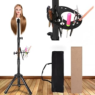 AliLeader 55 Inch Wig Stand Tripod with Head Heavy Duty Wig Stand Tripod Wig Head Stand with Mannequin Head Wig Tripod Stand with Tool Tray (mannequin Head Not Included)