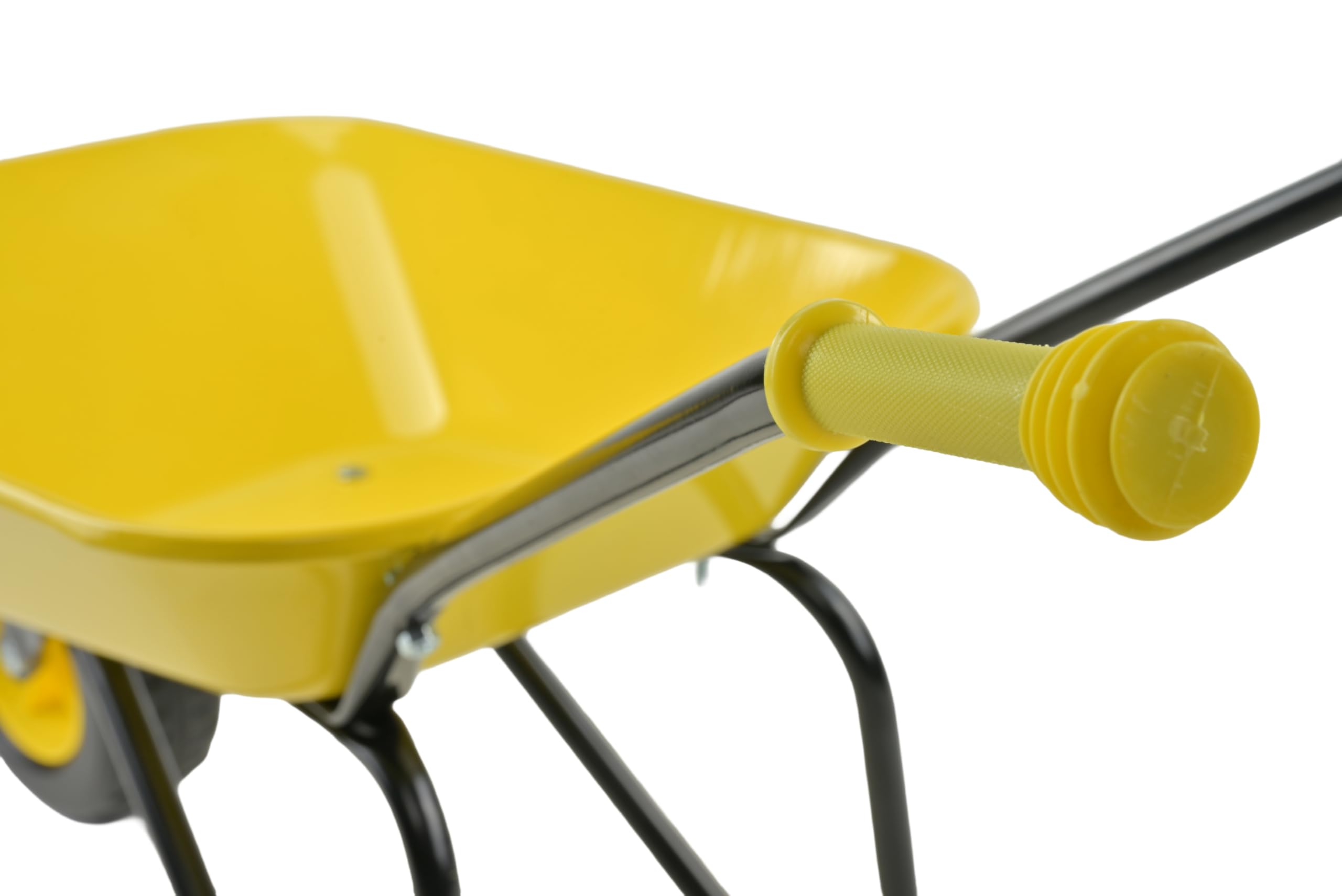 ASC Carretilla de metal para niños, color amarillo/negro, juguete, granja, jardinería