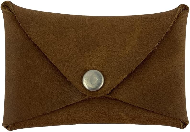 Hide & Drink, Rustic Leather Envelope Shaped Coin Case, Secret Bag Miniature World, Handmade Includes 101 Year Warranty (Bourbon Brown)