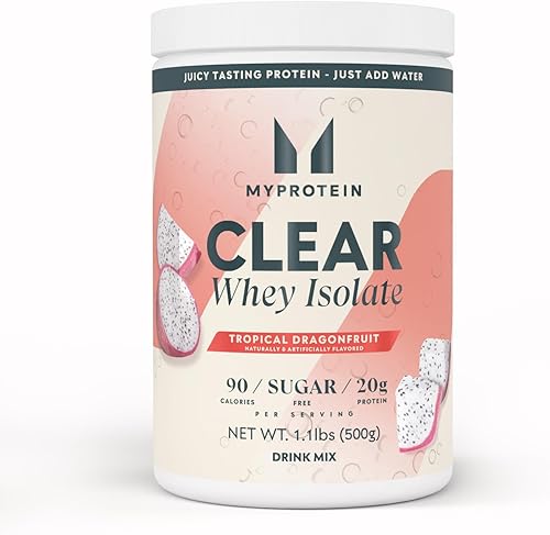 Vista 27 de Myprotein Clear Whey - Proteína aislada en polvo, 1.1 libras (20 porciones), mango de melocotón, 0.71 onzas de proteína por porción, mezcla
