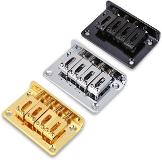 4-string Fixed Electric Saddle Bridge , Durable Replacement Parts for Cigarbox Electric Guitars Bass Ukulele 60 x 40 x 13mm(Black)