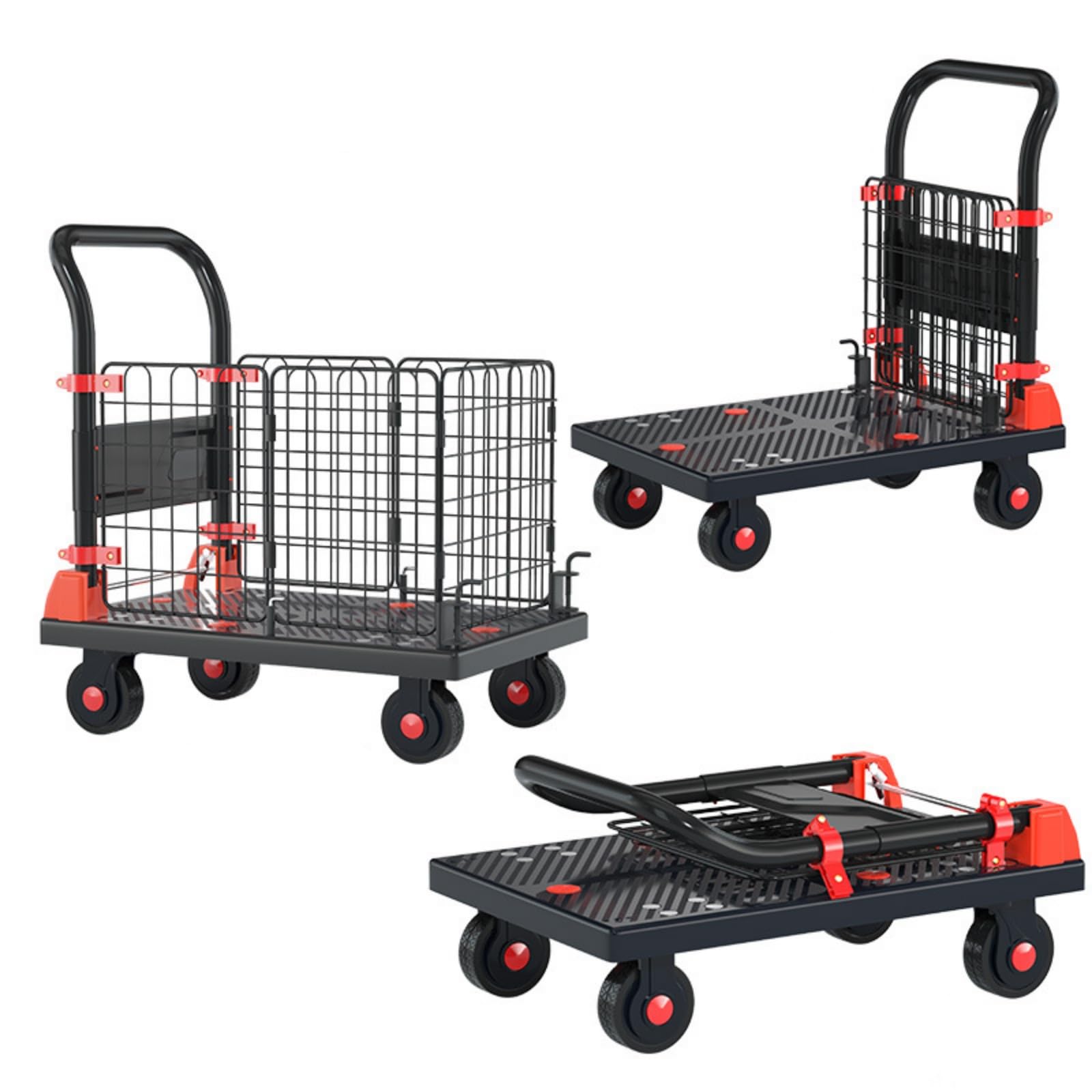 カゴ台車 運搬台車 折りたたみ式 ストッパー付き 手押し台車 カゴ付き 簡単組み立て 家庭用 業務用 引越し 便利 倉庫 株式会社S＆L 工場 店舗 会社 1台３役 静音 Amazon.co.jp: カゴ台車 運搬台車 折りたたみ式 ストッパー付き 手押し