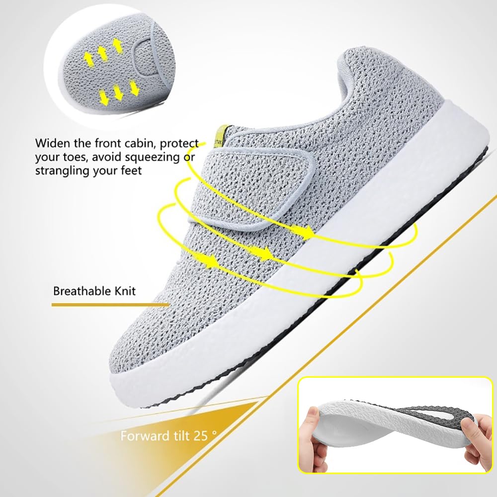 Zapatillas para Diabéticos Hombre Y Mujer Calzado para Caminar Fácil De Poner Ajuste Extra Ancho Zapatos Ortopédicos Casuales Y Ajustables Calzado Ortopédico Antideslizante Zapatillas