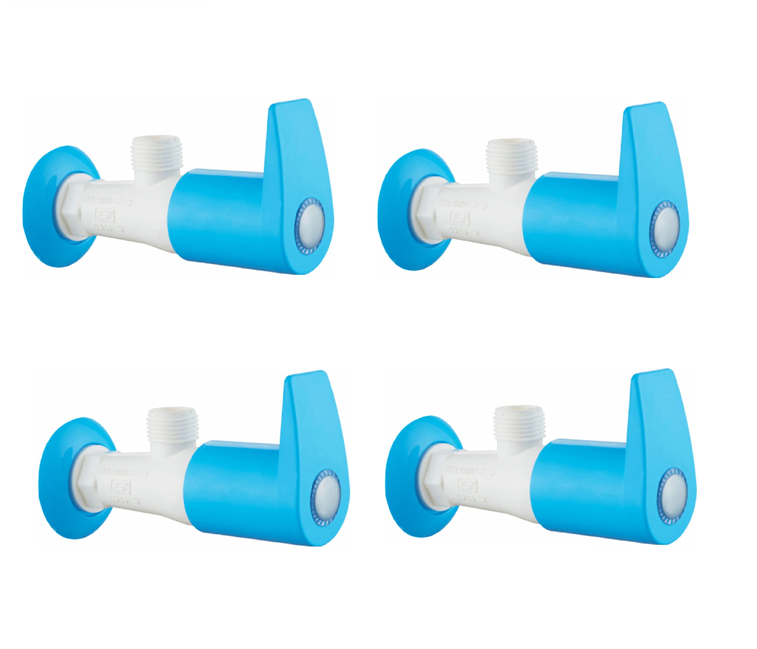 SanituF AU-2105 P4 | Angle Valve Cock PTMT Tap | PTMT Plastic Aura Series Bathroom Fixtures | Angle Valve Cock with Wall Flange Tap | (Blue-White) | (Pack of 4) (B0C3DDKF1D) Amazon Price History, Amazon Price Tracker