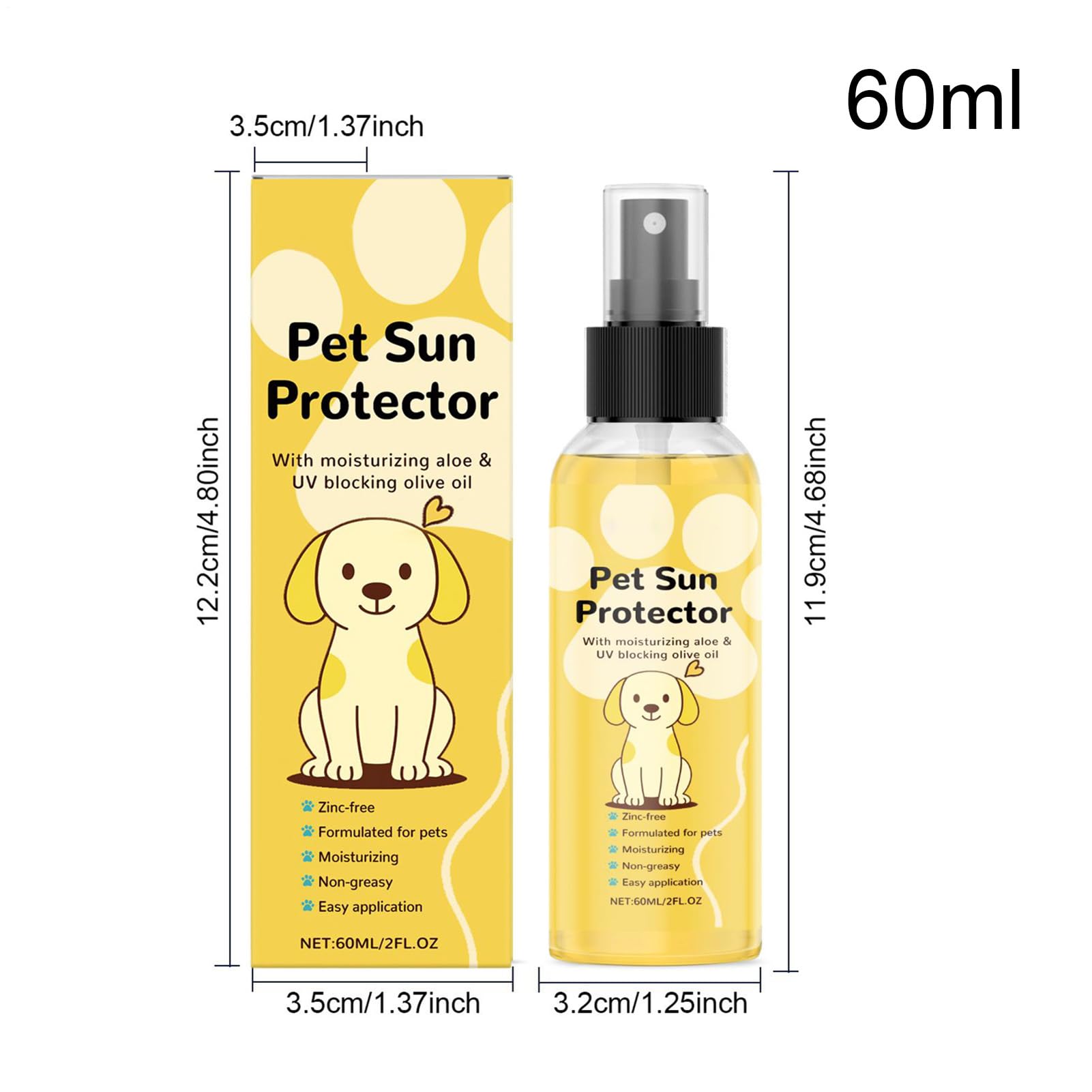 Solare per Cani Spray di Protezione Solare Naturale Idratante per Animali Domestici Forniture per Gatti attività all'aperto Giorni Caldi