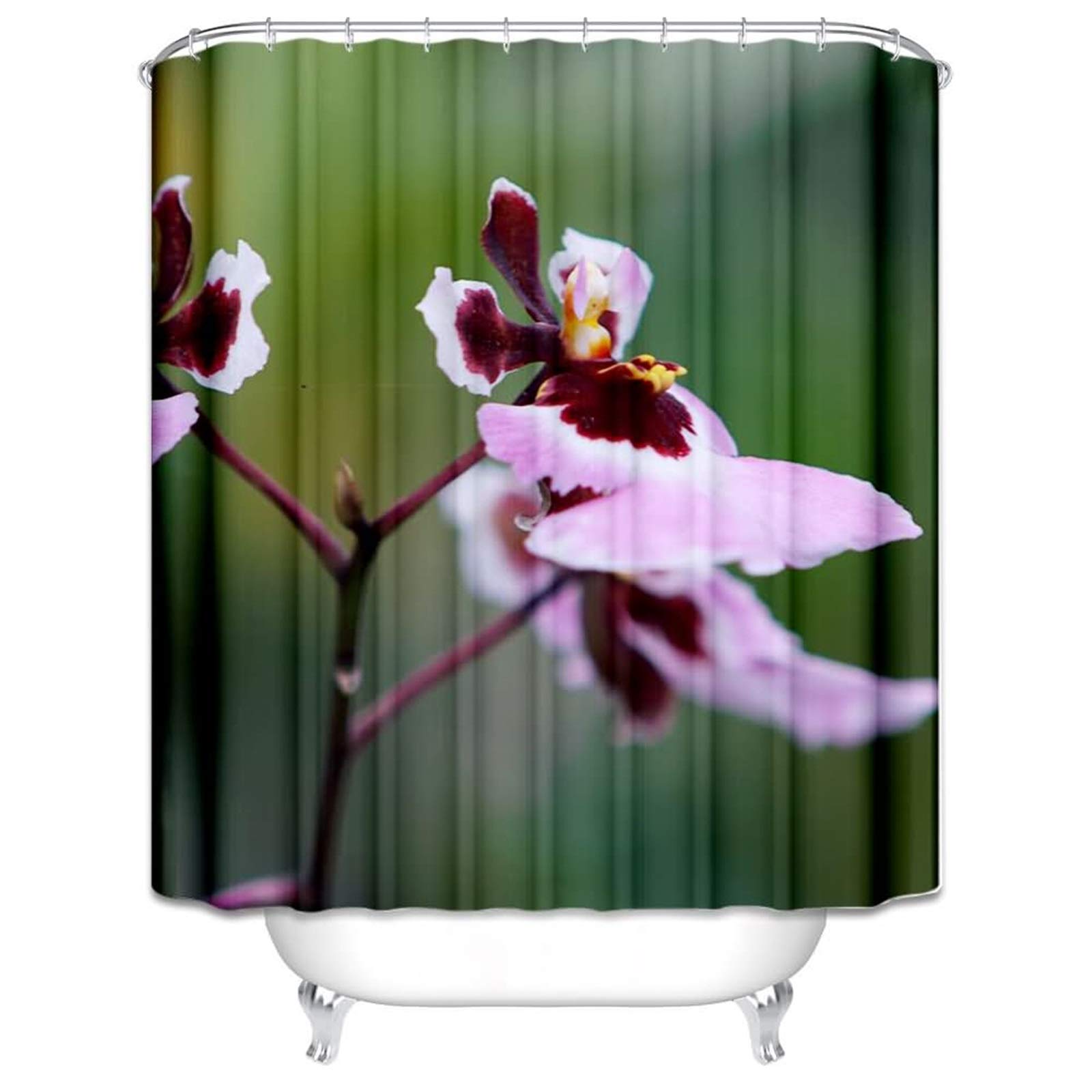Tenda da Bagno Tessuto, Poliestere Multicolore Fiori viola Tende doccia bagno tessuto con ganci, 165x200cm