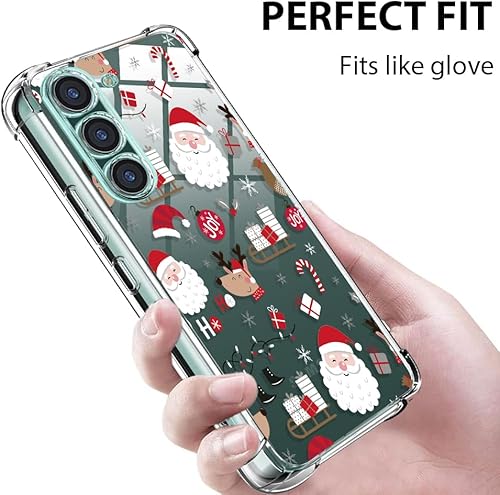 Miniatura 5 de Funda para teléfono Samsung S22, funda transparente de Navidad con parachoques de Santa Claus, funda protectora a prueba de golpes suave para