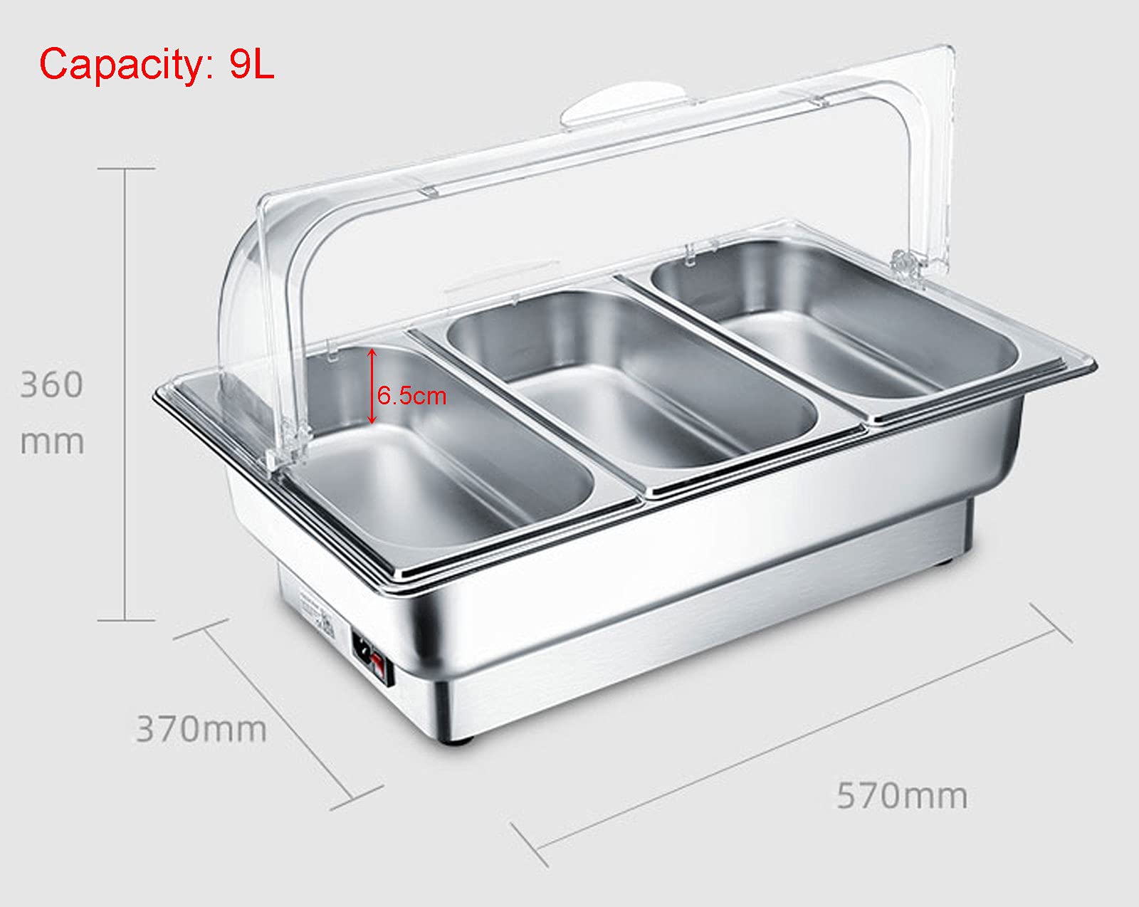 Calientaplatos Eléctrico para Buffet, Calentador Comida Buffet con Cubierta, Comercial Calentadoras Calentador Buffet, 9L 13L Servidor de Buffet Bandeja para Mantener Alimentos Calientes