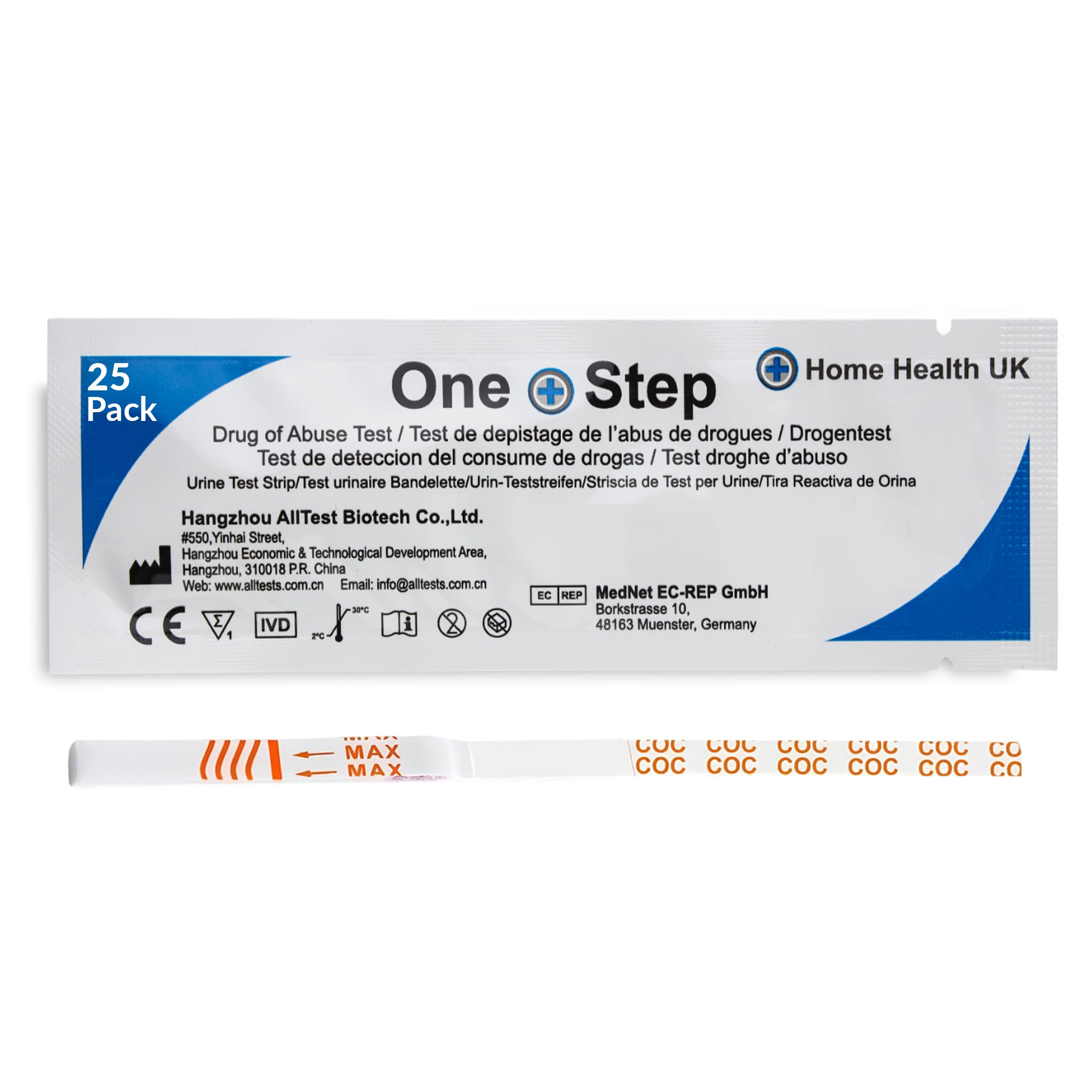25 x Drug Testing Kits Cocaine Single Urine Test Strips One Step (25 Tests)
