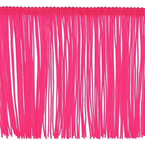 Expo International Trims By The Yard 6" Chainette Fringe Trim, Polyester-Made Decorative Fringe Trim, For Costumes, Home Decor, And Party Decorations, Washable Fringes, 5-Yard Cut | Neon Pink #TOP7