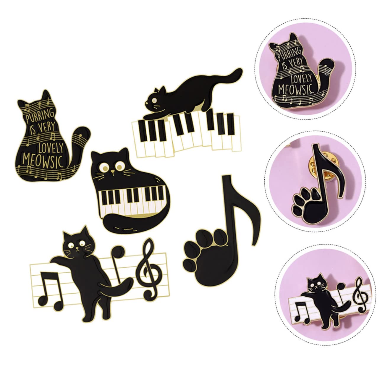 SHERCHPRY 20pezzi Spilla Smaltata Tema Musicale Con Gatto Accessorio Creativo Per Abbigliamento e Zaini Per Festività e Occasioni Speciali