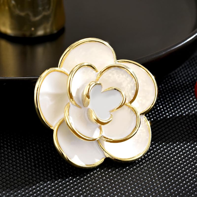 Image of Flower Brooch Pins for Women Rhinestone Red Pin Blazer Dress Denim Jacket Lapel Pin Wedding Holiday Gift Accessories
