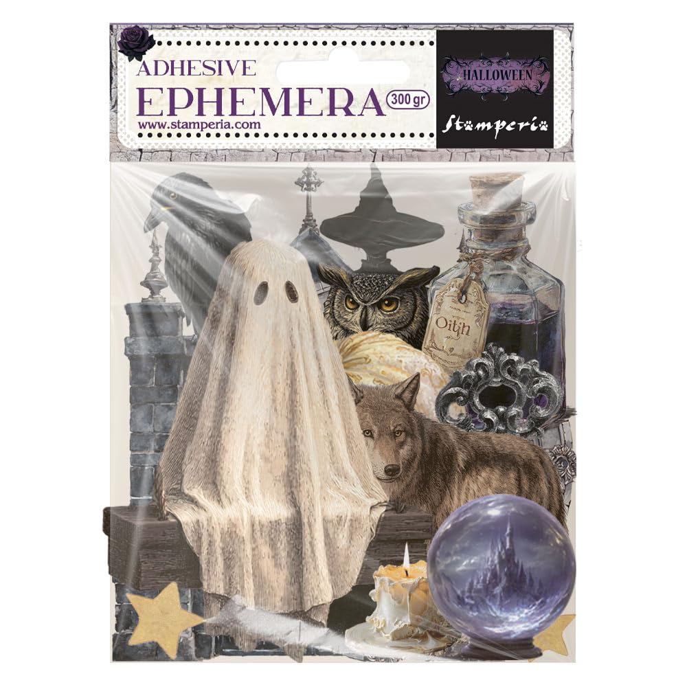 Stamperia - Art Journaling Selection with Junk Journal, Ephemera, Rub-On Kit, Stencils and Stamp. Step-by-Step Tutorial Linked with QR Code. Perfect for Card Making, Journaling and Gifts. (Halloween)
