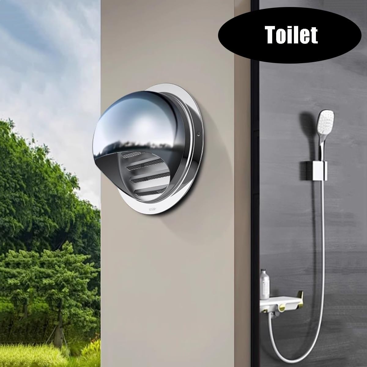 Round Air Vent Cap 6.7in 7.1in 7.9in 9.8in 11.8in Soffit Vent Cover with Removable Cover and Bird Screen Mesh for Kitchen Bathroom Office and Warehouse Ventilation 304 Stainless Steel(9.8in/250mm)