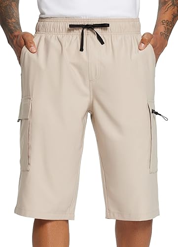 BALEAF Pantalones cortos largos para hombre de 13 pulgadas por debajo de la rodilla ligeros de secado rápido con bolsillo con cremallera cintura