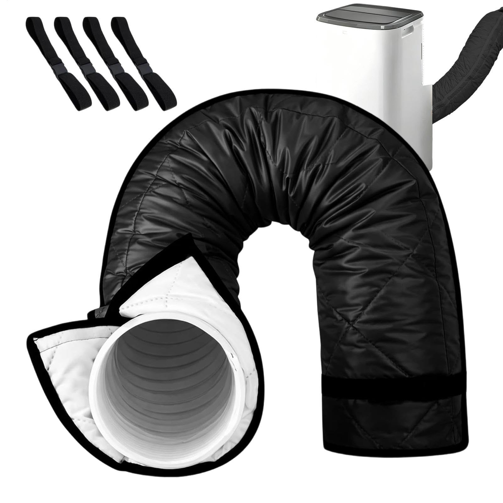 Air Conditioner Exhaust Hose Cover, Portable Air Conditioner Hose Insulation Cover Kit | Washable Duct Vent Accessories With 4 Straps For 5 & 5.9-inch Diameter Window Outdoor Outside RV Door