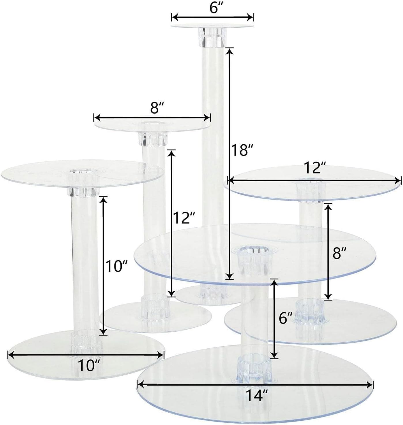 Balsa Circle 5 Tiers Clear Round Crystal Acrylic Cupcake Stand - Tiered Dessert Food Display Serving Tower Birthday Party Wedding