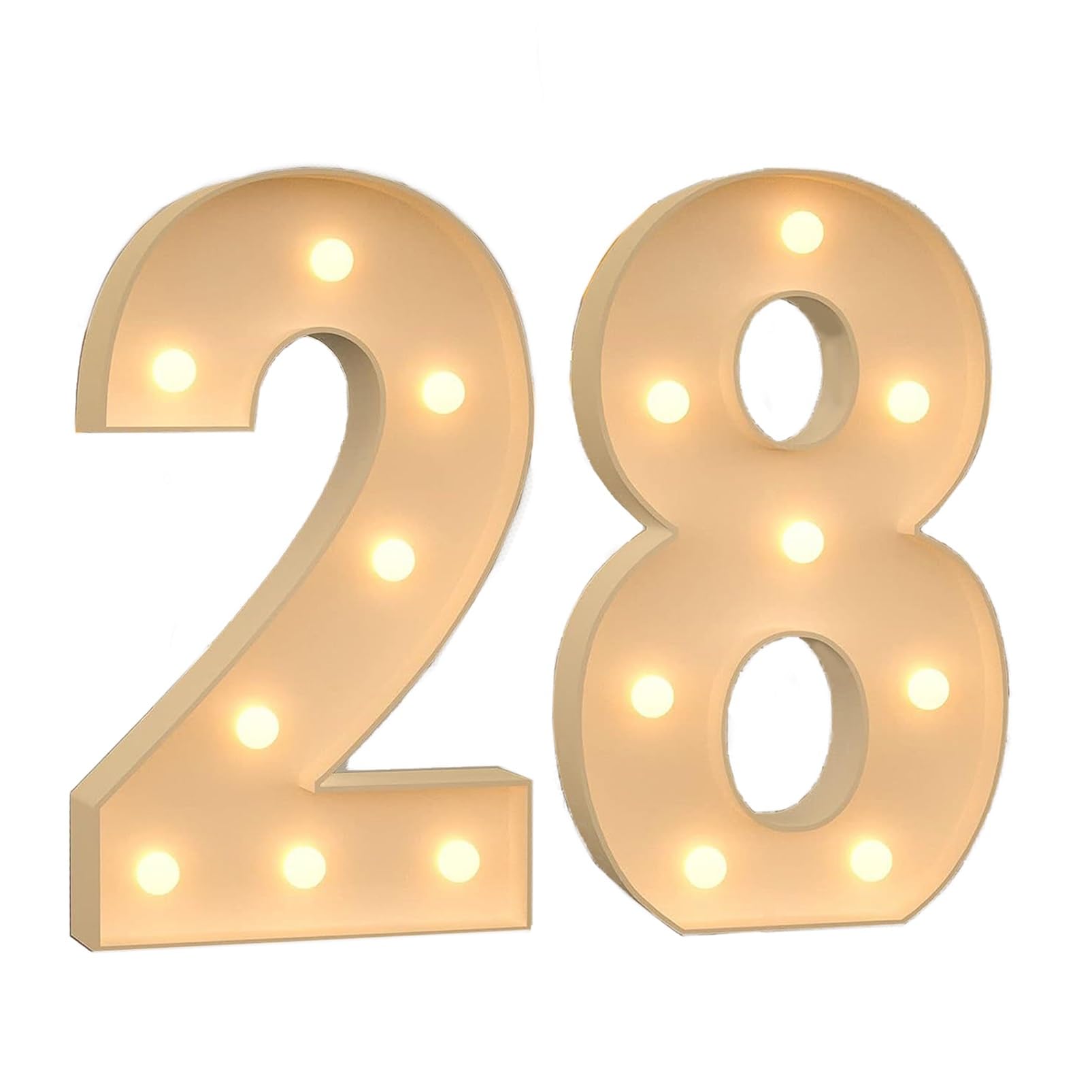 Marquee Light Up Numbers, 3ft/4ft Giant Mosaic LED Numbers Light Sign, Pre-Cut Mosaic Numbers Kit for Wedding Anniversary Bar Home Birthday Party Decoration ( Color : Number 28 , Size : 70CM/2.3FT )