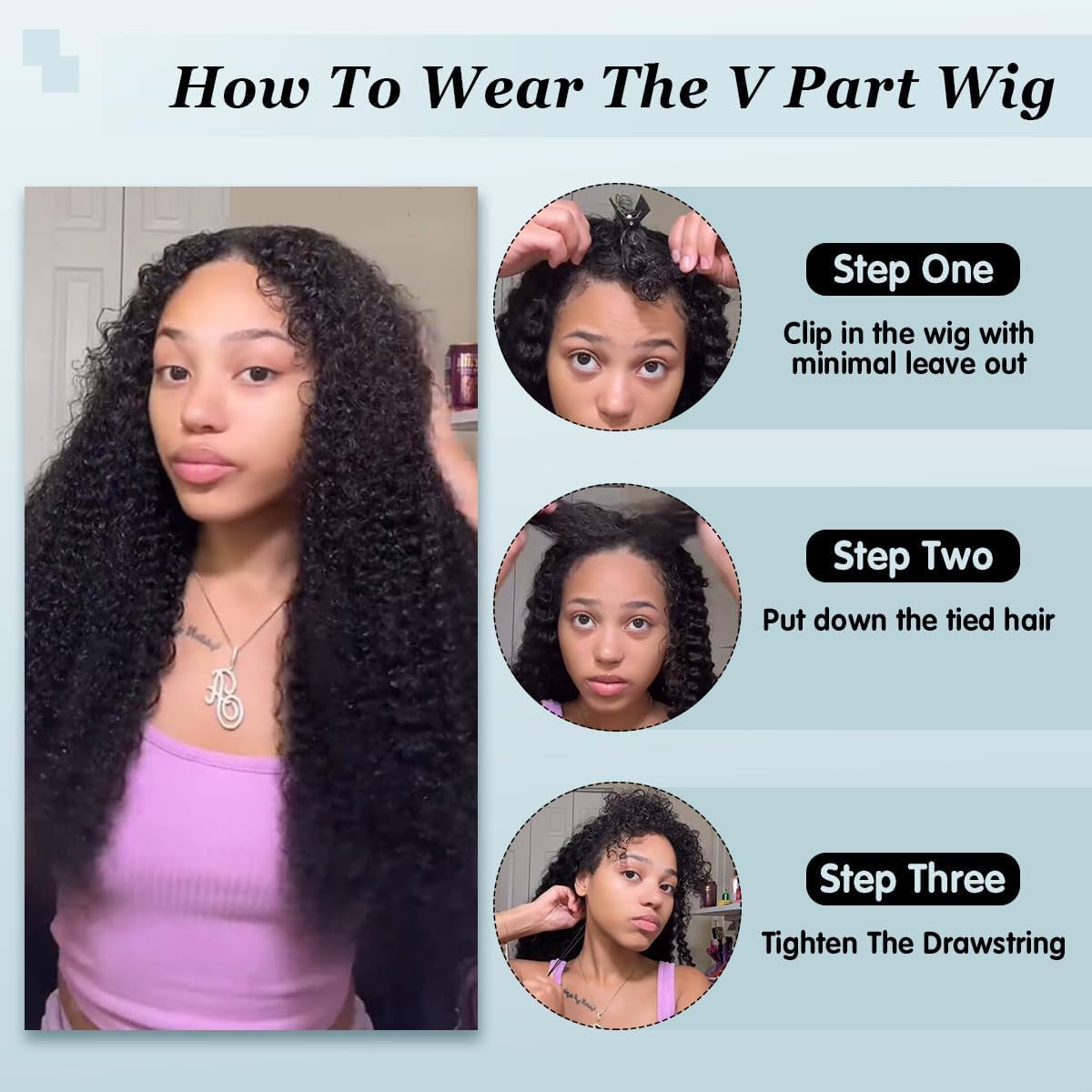 Pelucas Mujer Pelo Natural Humano Burmese Kinky Curly v Part Wig Human Hair Glueless 16 Pulgadas
