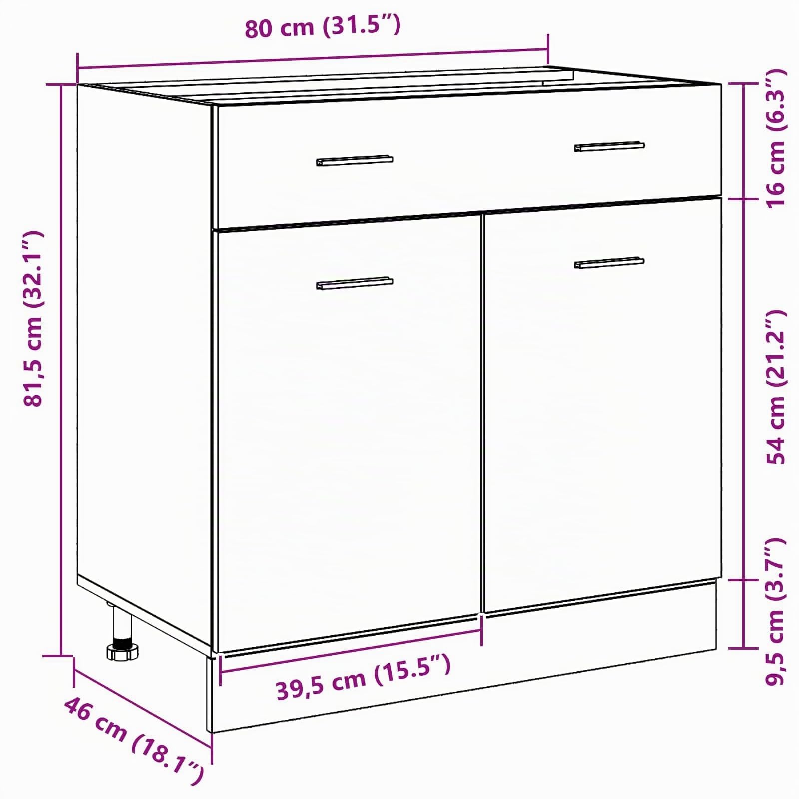 vidaXL Armoire Suspendue Chêne Noir 80 x 31 x 81,5 cm