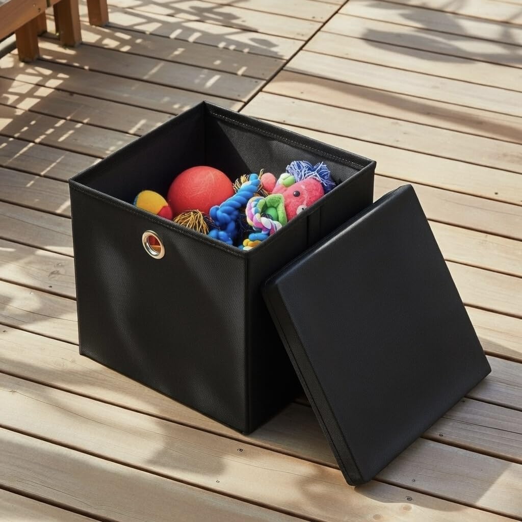 6er Set Schwarz Faltbox 28 x 28 x 28 cm Aufbewahrungsbox faltbar mit Deckel