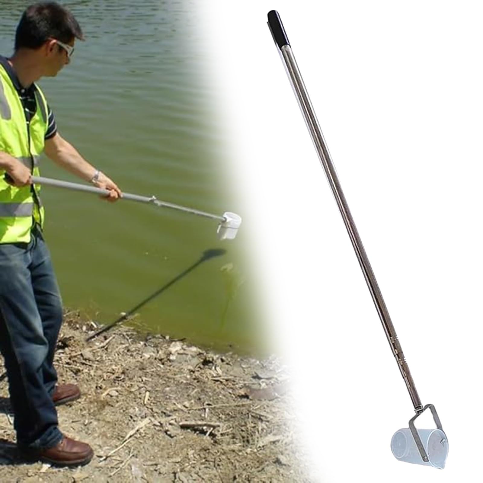 Muestreadores de laboratorio Vaso de Muestreo Giratorio con Alargadera Capacidad 500ml / 1000ml Colector de Agua para Embalse de Lago Fábrica de Estanques Aguas Residuales(500ml/16.9fl Oz,0.61 - 1.5m/