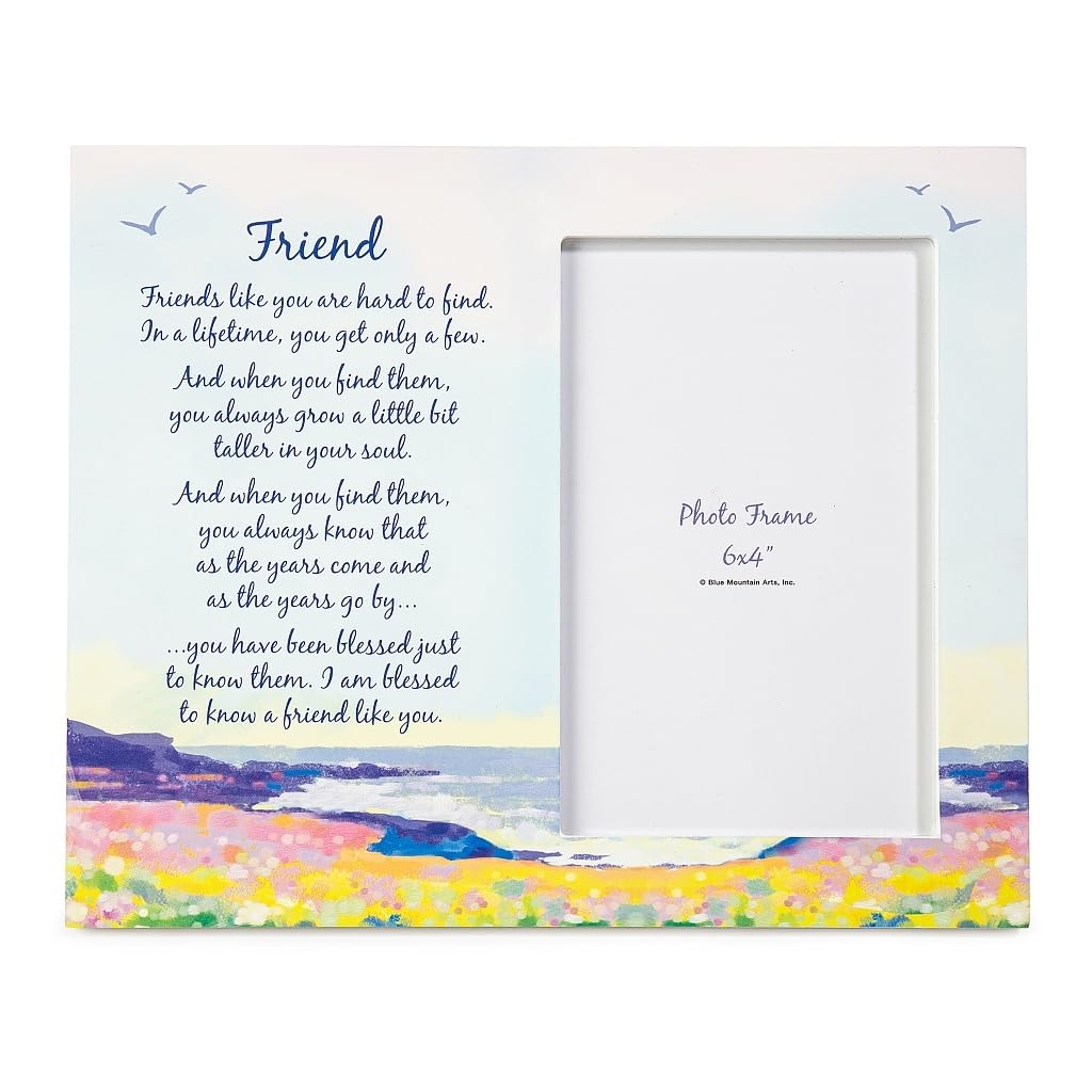 Blue Mountain Arts 'Friends' Artistic Coastal Scene Keepsake Standing Photo Frame With Sentimental Verse Suitable For 6X4 Photo