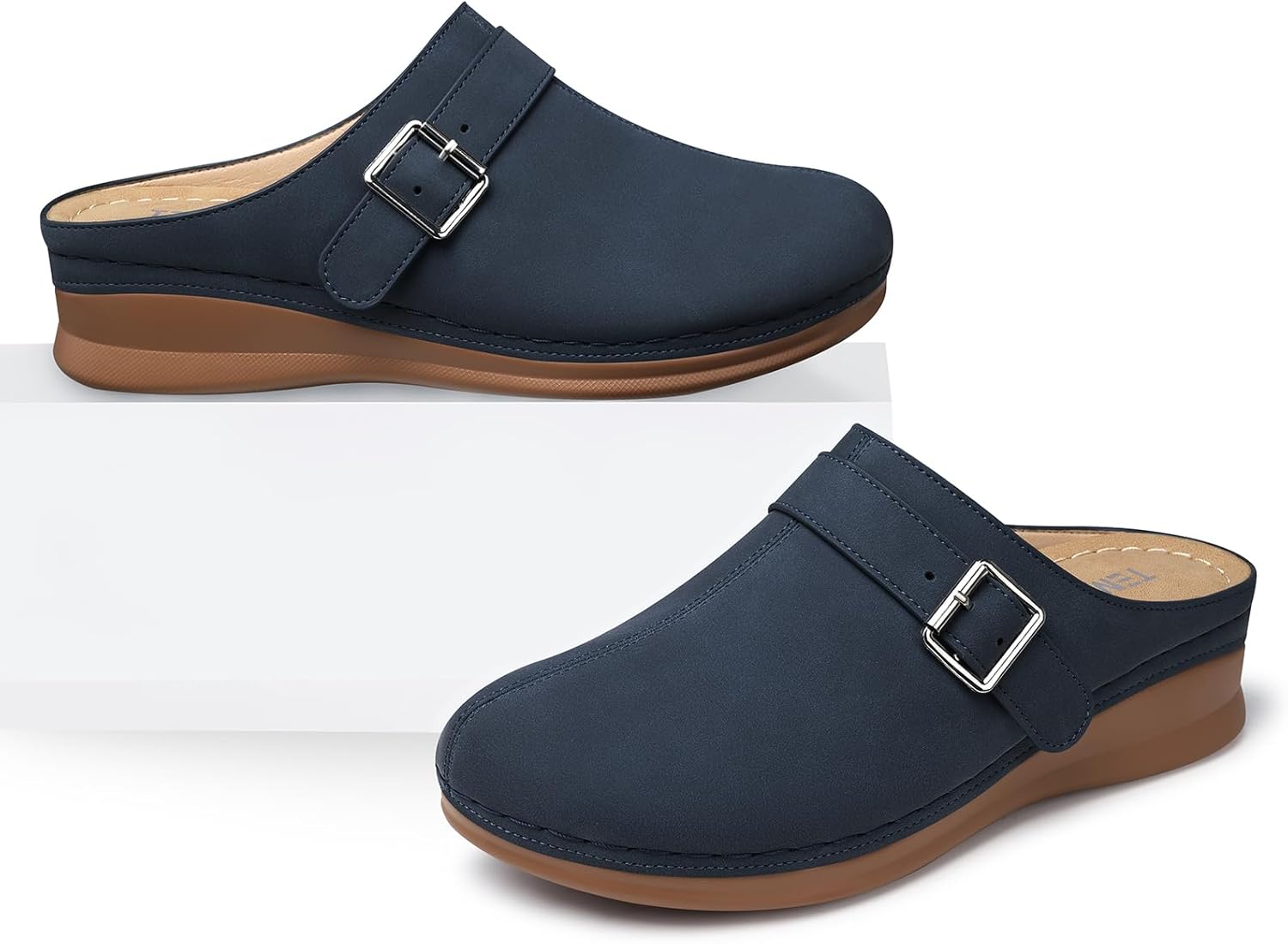 TEMOFON Clogs for Women Slip on Mules: Walking Comfortable, Non Slip, Closed Toe Sandals, Casual Summer Shoes Black Navy Brown Size 5-11 - Image 6