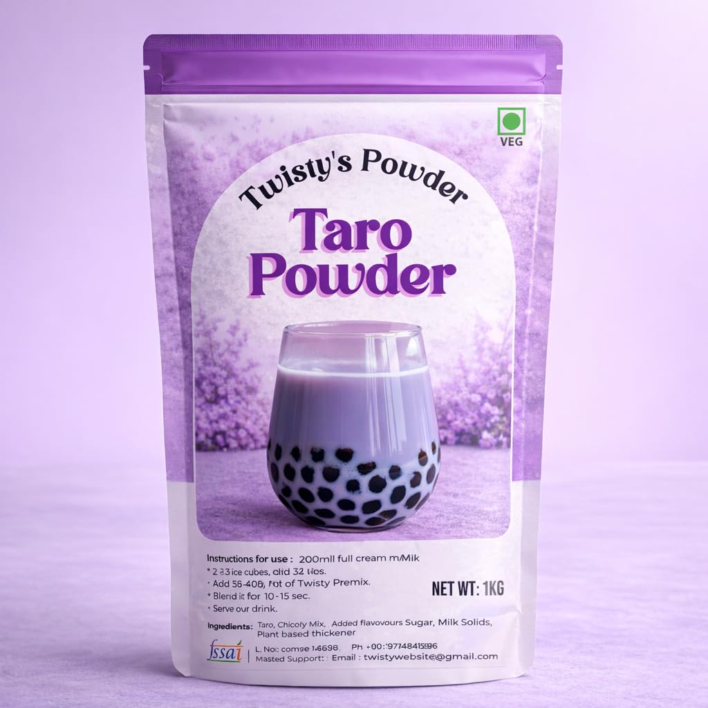 Twisty The Boba Station® Taiwanese Taro | Premix Powder For Bubble Tea | Instant Vegan Taiwanese Taro Powder | Easy to Prepare | Pack of 1 (500 gm)