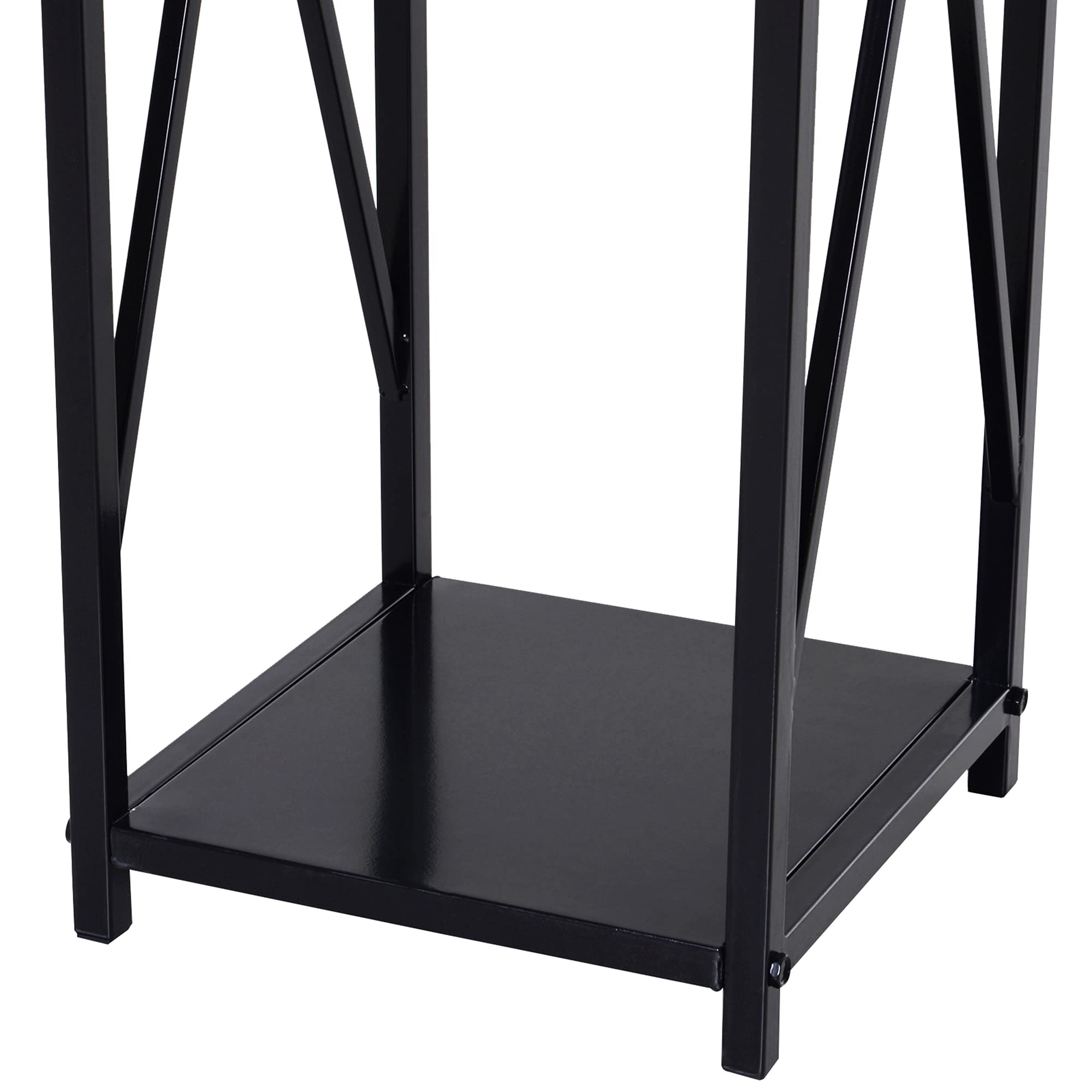 Outsunny Stojak na drewno kolumnowe, stojak na drewno kominkowe, z wieloma akcesoriami metalowymi, 34 l x 34 l x 111H cm, czarny