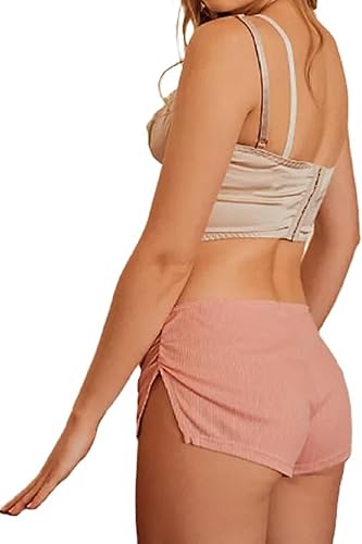 Y2K Sexy Low Waist Side Slit Micro Shorts Elastic Waist Fitted Split Mini Shorts