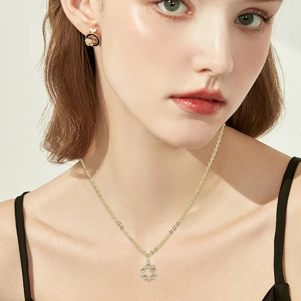 SUNNYCLUE 1 Box 10Pcs Real 18K Gold Plated Brass Celestial Charm Crystal Moon Charms Bulk Rhinestone Cubic Zirconia Crescent Moon Star Pendants for Jewelry Making Earring Necklaces Bracelet Key Chain - Image 5