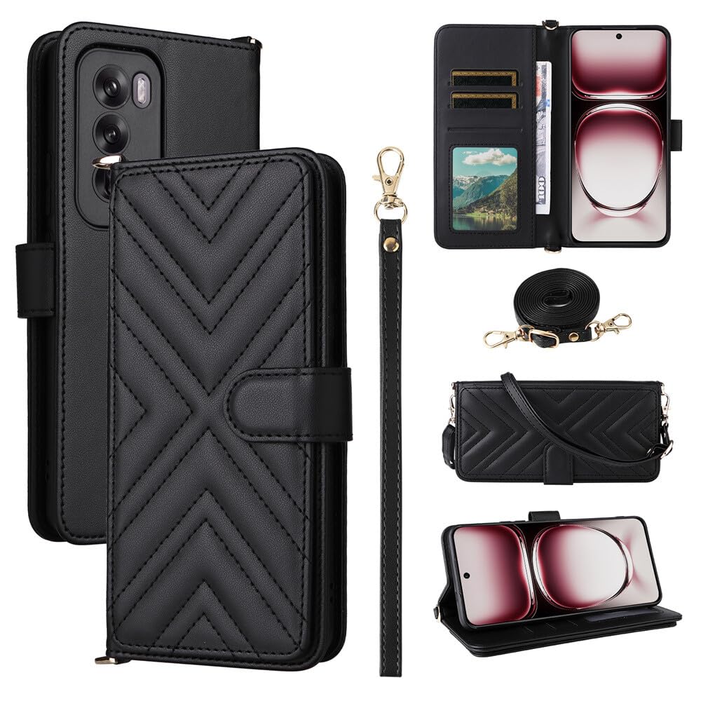 Coque Oppo A93 5G protection portefeuille en cuir noir premium