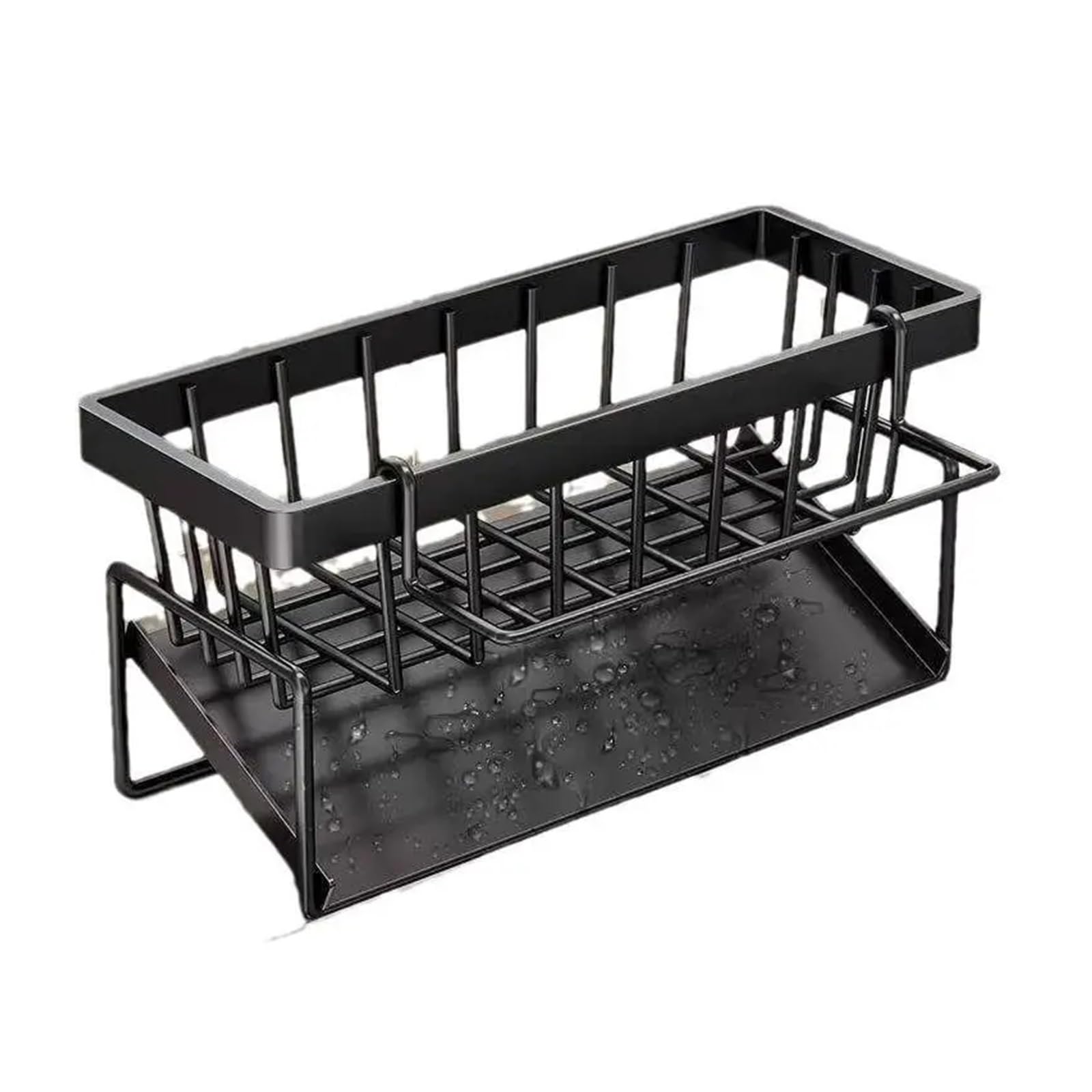 Porte-éponge évier acier inoxydable noir avec support de rangement métallique pour éponge cuisine