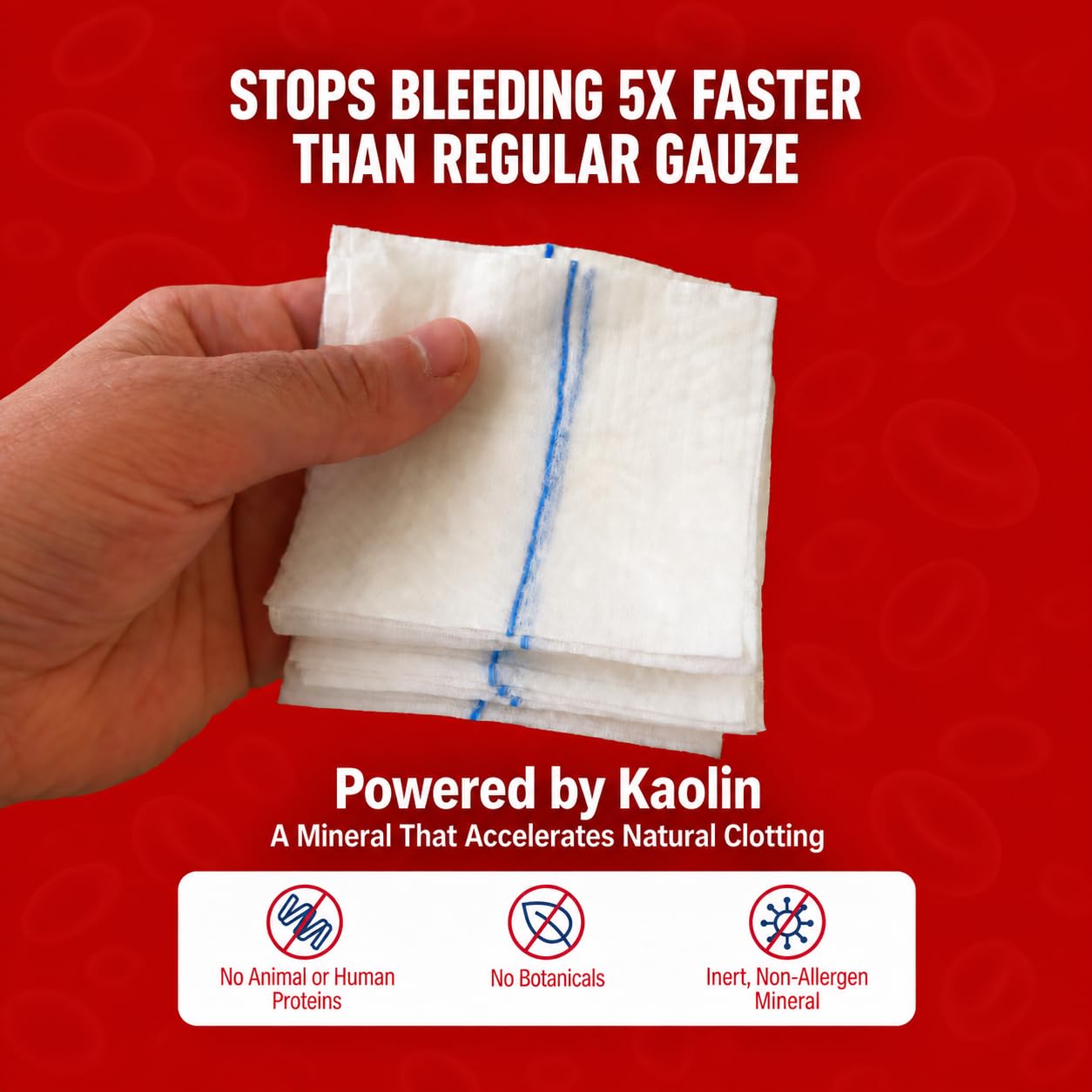 Hemostatic Gauze Bleed Stop Kaolin Blood Clotting Bandage 3inx2ft — Amazon image 2