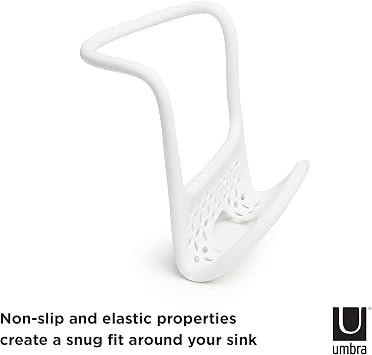Umbra Sling Flexible Sink Caddy, Elastic Non-Slip Sponge Holder, White