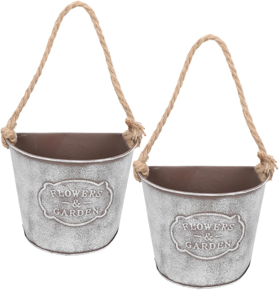 Wall Hanging Flowerpot Rustic Iron Decorative Planter with Durable Rope for Indoor Outdoor Use 7.08X5.39X4.48 Inches Wall-Mounted Flower Pot for Succulents and Plants