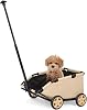 Dog Stroller 4 Wheels Folding Dog Cart Pet Stroller for Travelling Shopping Walking Playing for Small Dogs Cats, Up to 13.2lbs, Zipperless Entry, Easy One-Hand Fold, Jogging Tires (Khaki)