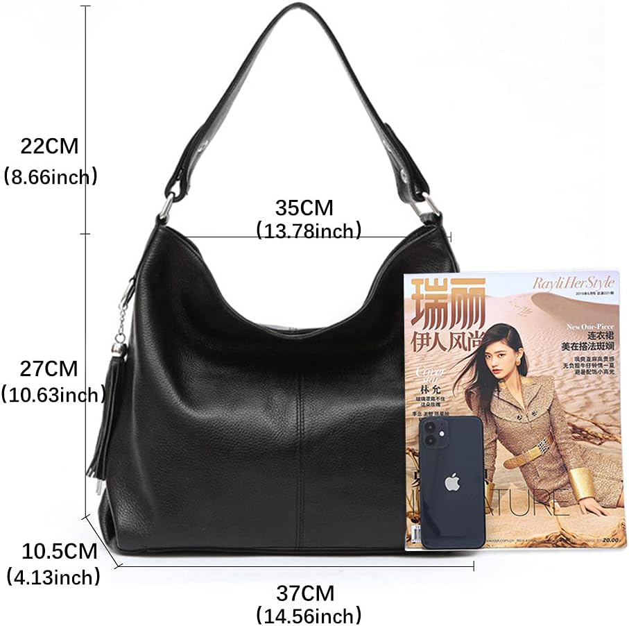 Fashion Soft Real Genuine Leather Tassel Women's Handbag Ladies Shoulder Tote Messenger Hobo Bag Satchel - Image 4