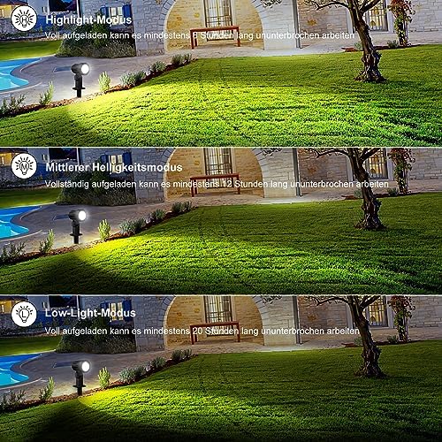 MEIKEE Solar Strahler 6 Stück mit Fernbedienung Solar Gartenleuchte 2700K 4000K 6000K Solarlampen IP66 Wasserdicht 3 Helligkeit Timer Gartenbeleuchtung für Garten Pfad Terrasse Rasen Bäume