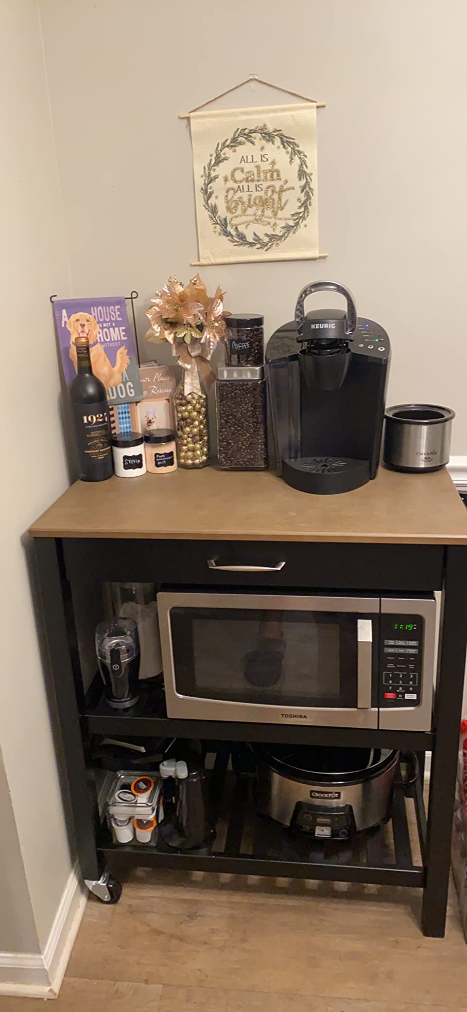 23/mo Finance Amazon Basics Kitchen Island Cart with Storage, Solid