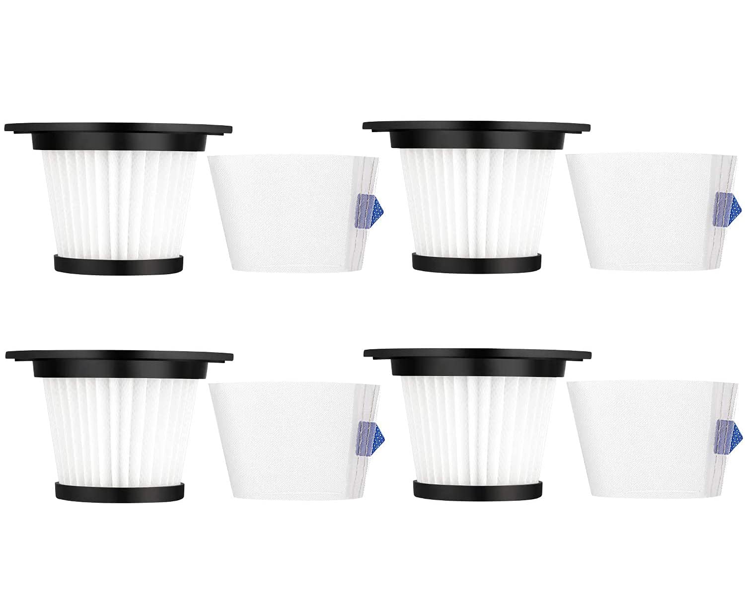 ZJM 4 Pack Replacement HEPA Filter Compatible For MOOSOO K17 Cordless Vacuum With Strainer Screen(4 HEPA Filter & 4 Strainer Screen)