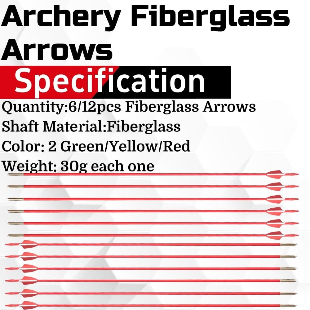 12 Pieces Fiberglass Archery Arrows - 31" Hunting Shooting Arrows for Recurve Bow Target Practice